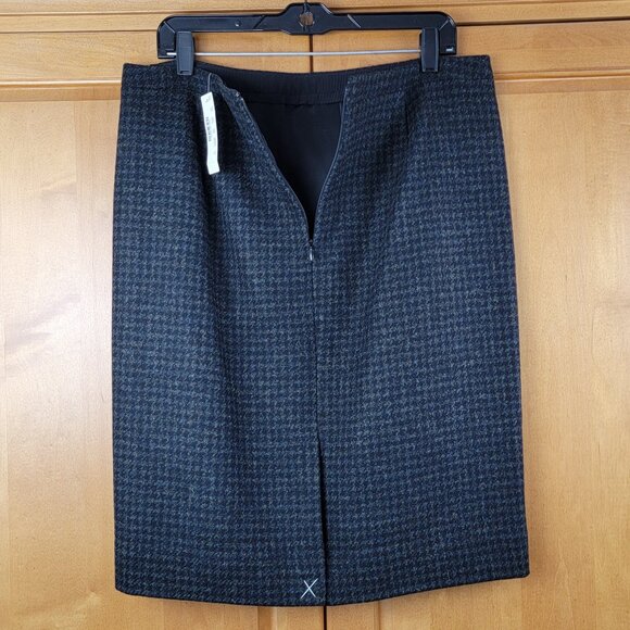 NWT J. Crew Black/Grey Wool Houndstooth Lined Pencil Skirt - 12 - Picture 3 of 7